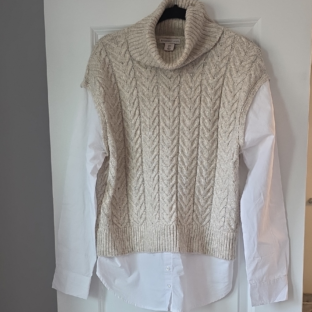Sincerely Jules Cream Cable Knit Turtleneck Sweater